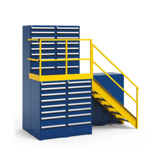 Cabinets avec mezzanine Rousseau Métal, solution de rangement vertical optimisée pour espaces industriels