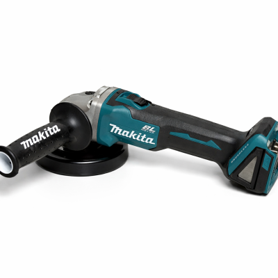 Makita DGA504Z buffer sans balais 5 po 18 V LXT sur fond neutre, vue latérale de profil