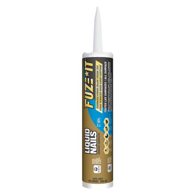 Liquid Nails Fuze-It LN2000C tube gris sur fond blanc avec étiquette visible