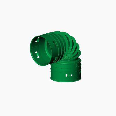 Coude 90 degrés SFM 6 pouces pour drainage photographié sur fond neutre avec mise au point sur le raccord