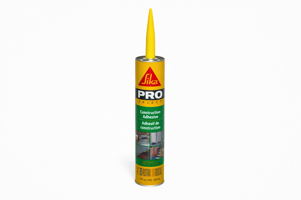 Adhésif Sika Bond CTR300 300 ml cartouche sur fond blanc, vue de face