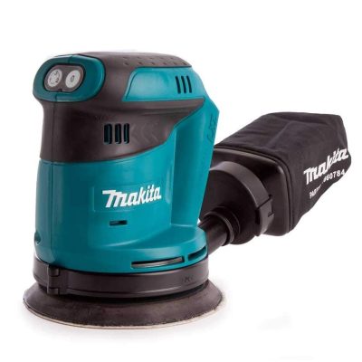 Makita DBO180Z sableuse orbitale sans fil 18V LXT 5 pouces sur fond blanc avec vue latérale