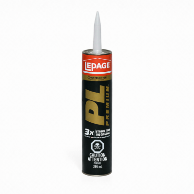 Adhésif LePage PL Premium 295 ml cartouche beige sur fond blanc