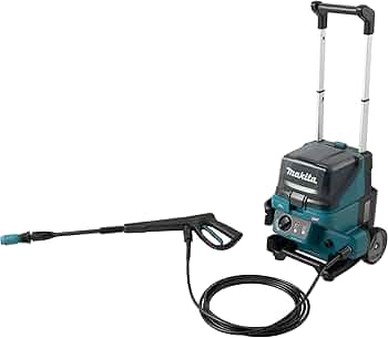 Tension : 40 Vmax XGT Li-Ion Type de moteur : brushless sans balais Pression maximale : 115 bar (≈ 1 233 psi) Pression de fonctionnement : ~30 – 85 bar Débit maximum : ~7,0 L/min Débit régulier : ~3,3 – 5,5 L/min Température de l’eau max : 40 °C Tuyau haute pression : 5 m Autonomie : jusqu’à ~60 min en mode bas avec 2 x 5 Ah (40 V) Fonctions : 3 niveaux de pression, auto-amorçage Protection : IPX5/WetGuard résistant à l’eau Poids net : ~8,5 kg (outil seul) Poids avec batteries : ~10,3 – 13,4 kg Dimensions (L x P x H) : ~344 × 383 × 520 mm Batterie / Chargeur : non inclus