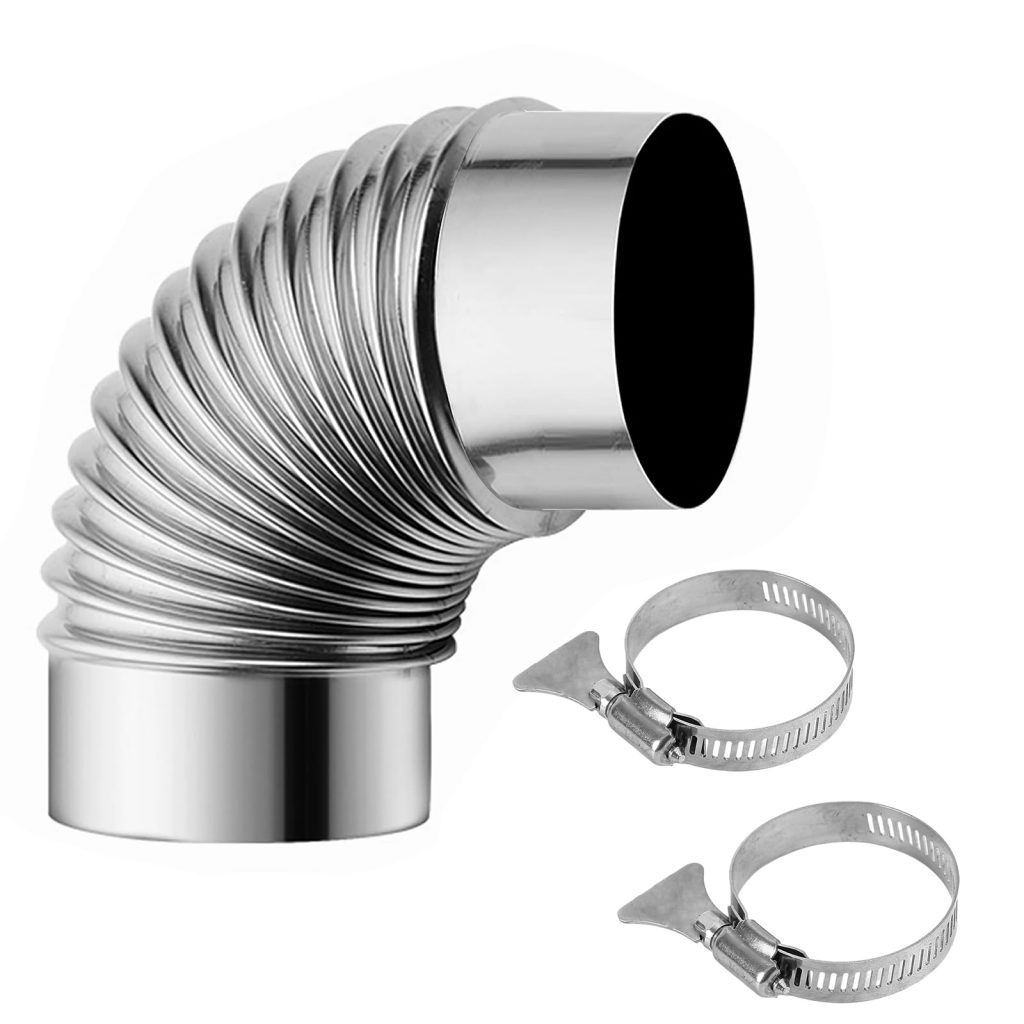 Coude aluminium Blanc de Loup 2 x 3 po photographié sur fond blanc avec mise au point sur les raccords et finition