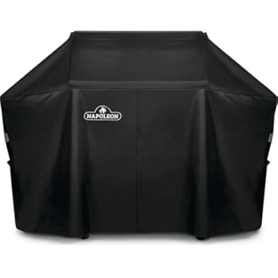 Housse pour BBQ Rogue 525 Napoléon sur fond blanc avec mise au point sur les boucles et le tissu