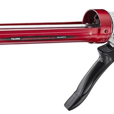 Pistolet à calfeutrer Tajima Convoy Plus II 900 ml sur fond blanc, vue de profil