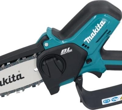 Makita DUC150Z scie à chaîne sans fil 18V LXT 6 pouces sur fond blanc vue latérale