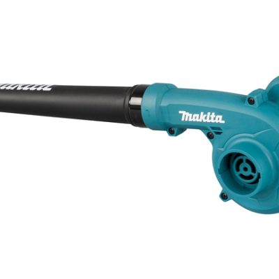 Souffleur à feuilles Makita DUB186Z 18 V LXT sur fond blanc avec buse longue ergonomique