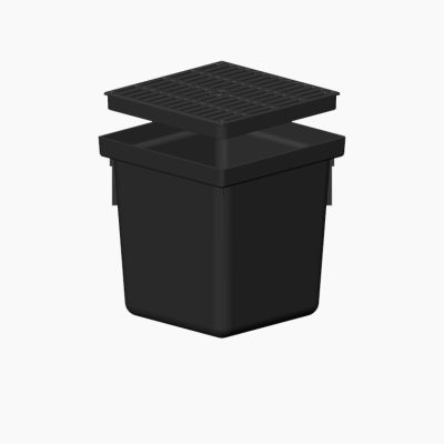 Drain de plancher Soleno Fibro‑Drain 1ZD1416P 14" x 16" PEHD sur fond blanc avec détails structurels