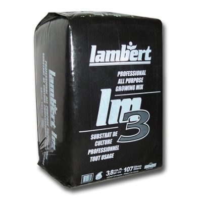 Sac Lambert LM-3 3,8 pieds cubes sur fond blanc, gros plan sur les particules de substrat