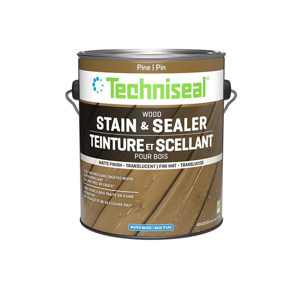 Teinture retouche bois traité brun photographiée sur fond neutre avec vue sur la couleur