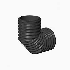 Coude 90 degrés SFM 4 pouces avec cloches photographié sur fond neutre avec mise au point sur les raccords