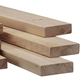 Pièce de bois d’œuvre en épinette Blanchet grade 2 et meilleur photographiée sur fond neutre avec mise au point sur la texture et les dimensions