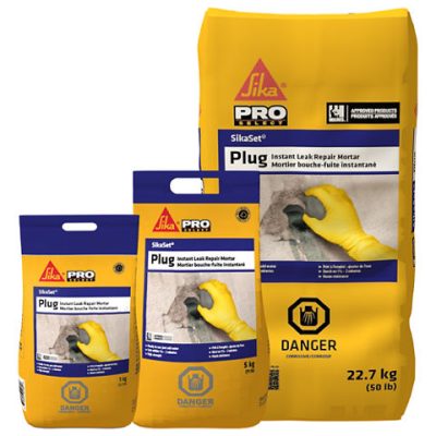 Sac SikaSet Plug 22,7 kg gris sur fond blanc vue de face