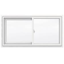 Fenêtre coulissante Série 3000 48x24 blanc photographiée sur fond neutre avec vue sur le cadre