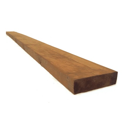 Bois traité brun Bossinotte Lumber 2 po x 6 po x 8 pi sur fond neutre avec mise au point sur la solidité et la largeur