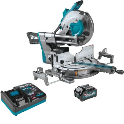 Makita GSL04M1 scie à onglet coulissante 12 " 40V XGT brushless sur fond blanc vue avant