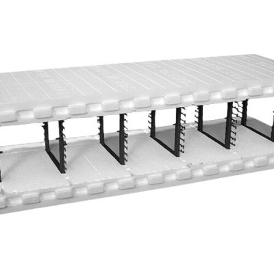 Coffrage droit Fox Bloc 6 po sur fond neutre, vue des dimensions et structure du bloc