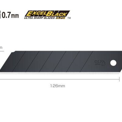 Boîte Olfa lames noires 25 mm lot de vingt sur fond neutre vue de face