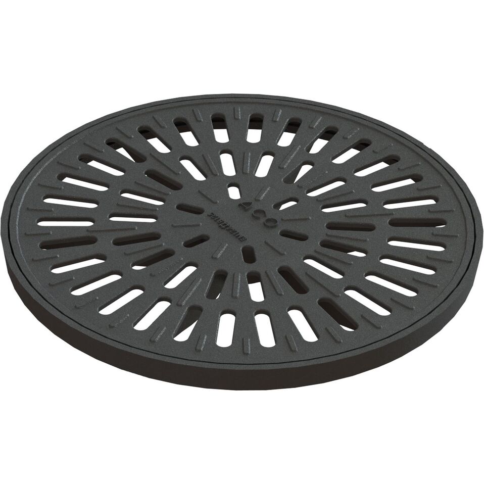 Ensemble cadre et grille en fonte ductile 15" 375 mm pour drainage eaux pluviales sur fond blanc