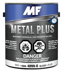 Peinture MF antirouille jaune sécurité 3,78 L photographiée sur fond neutre avec vue sur l’étiquette