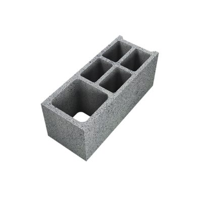 Bloc béton creux 4x8x16 gris sur fond blanc vue de face