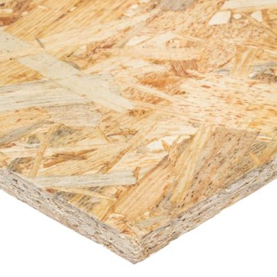 Panneau Arbec OSB 7/16 po 4x8 sur fond neutre avec focus sur texture lamelles orientées