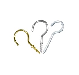 Crochet aluminium 5 po Hanger Screw On photographié sur fond blanc avec mise au point sur la fixation et finition