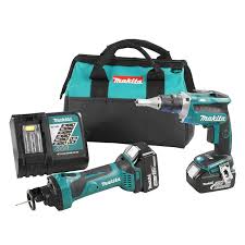 Makita DLX2089M kit 2 outils gypse 18 V LXT visseuse DFS452Z et découpeuse DCO180Z sur fond blanc avec sac de transport et batteries