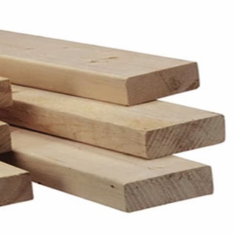 Pièce de bois d’œuvre en épinette SPF-S Blanchet photographiée sur fond neutre avec mise au point sur la texture et les dimensions