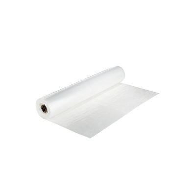 Film polythène RLX Fort 20 pi x 100 pi transparent sur fond neutre, rouleau déplié