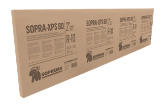Panneau Soprema Sopra‑XPS 60 1 po 2x8 mousse polystyrène extrudé sur fond neutre