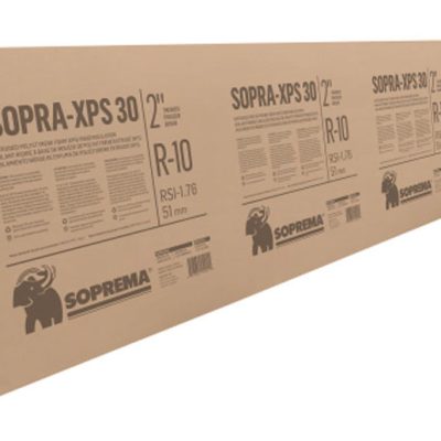 Panneau Soprema Sopra‑XPS 30 1 1/2 po 2x8 mousse polystyrène extrudé XPS sur fond neutre