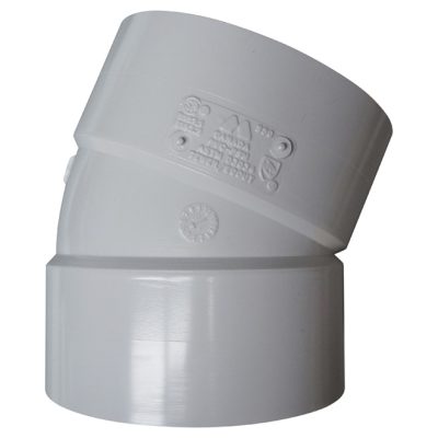 Coude 22,5 degrés SDR 4 po PVC IPEX 043964 sur fond neutre vue du profil