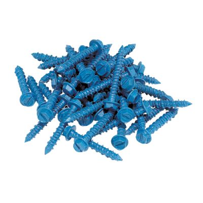 Vis à béton 3/16" x 1 1/4" tête hexagonale sur fond clair, vue détaillée du filetage