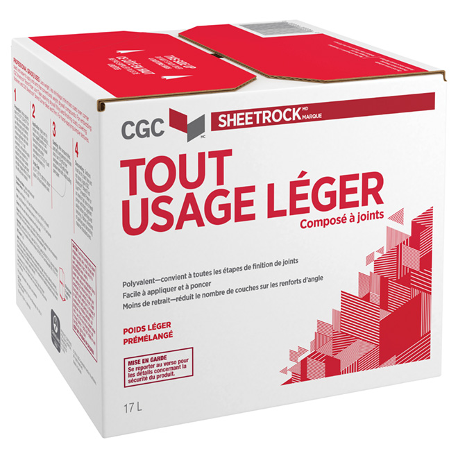 Ciment à joint CGC 17 L tout usage sur fond blanc, vue du seau et du couvercle