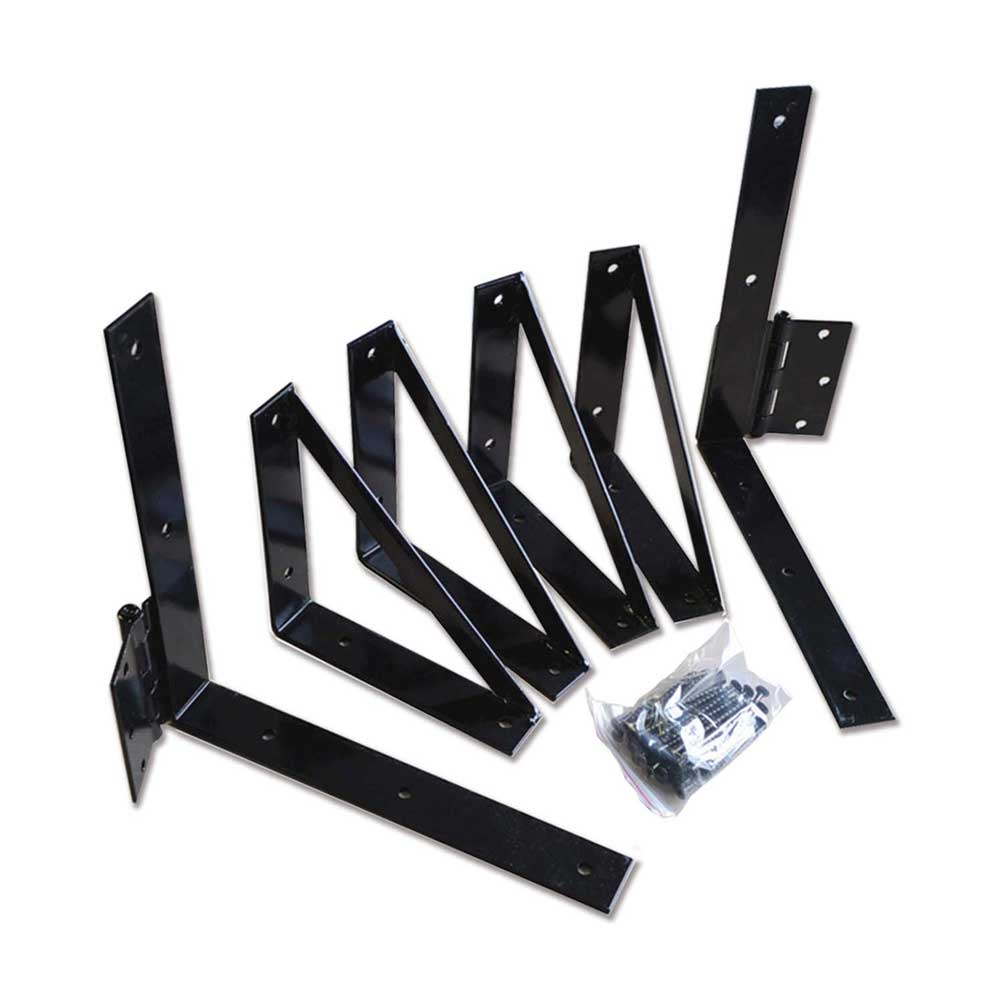 Ensemble pour barrière PYLEX noir acier complet pour ouverture 72 po sur fond blanc.