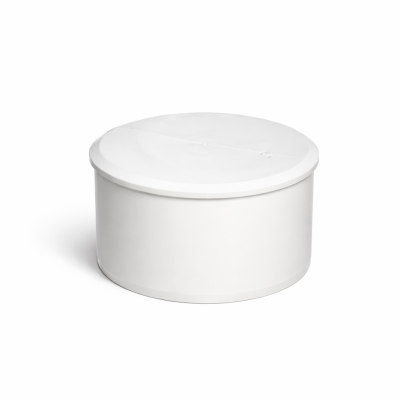 Bouchon SDR mâle 8 po PVC 043738 sur fond neutre vue du profil spigot