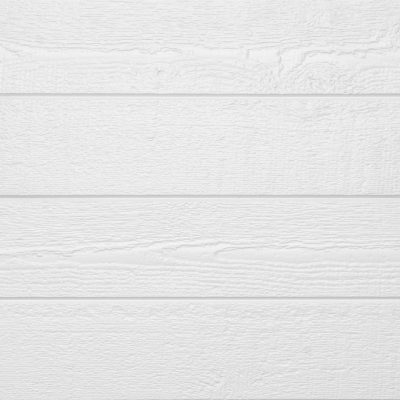 Revêtement CanExel V‑Style blanc 12 pi planche de bardage extérieur sur fond neutre, vue texturée grain de bois