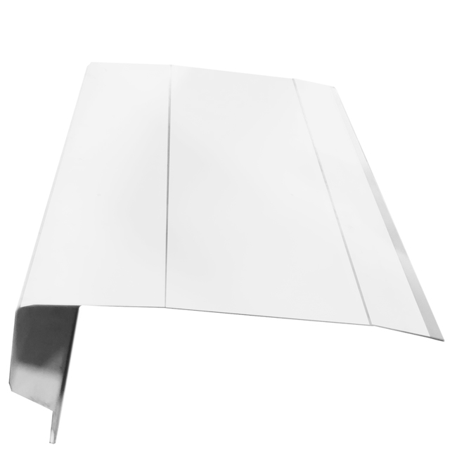 Fascia Kaycan 8" x 10' blanc photographié sur fond neutre avec mise au point sur la planche et la finition lisse