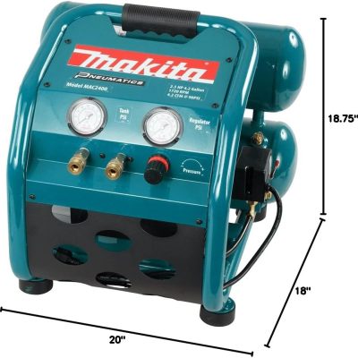 Compresseur d’air Makita MAC2400 2.5 HP 4.2 gal sur fond neutre, vue large