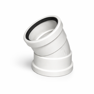 Coude 22,5 degrés SDR 4 po PVC IPEX 043964 sur fond neutre vue du profil