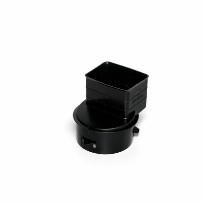 Adaptateur gouttière 4" noir PVC sur fond blanc pour descente de pluie