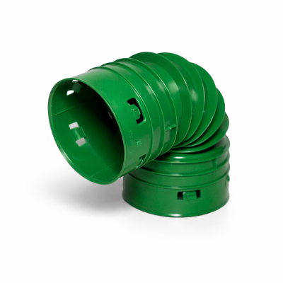 Coude 90° drain 4" 1C0049 HDPE PVC sur fond blanc