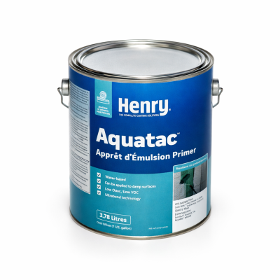 Bakor Aquatac adhésif apprêt de surface 3.78 L eau sur fond neutre vue du contenant