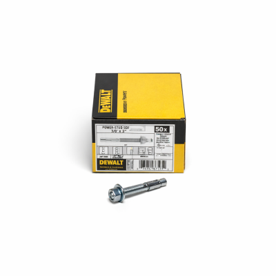 Ancrage à béton Power-Stud SD1 3/8" x 3" 50 pcs photographié sur fond blanc avec mise au point sur la tête et le filetage
