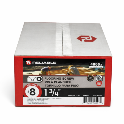 Vis à plancher #8 1 3/4″ pack 4000 vis acier sur fond blanc