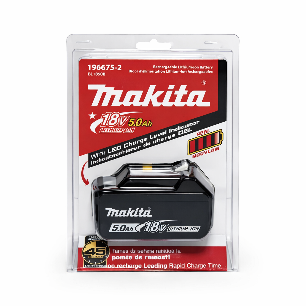 batterie Makita 18V 5.0Ah 196675-2 sur fond neutre