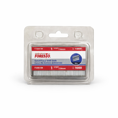 Clou à finition galvanisé calibre 16 1 1/2" photographié sur fond neutre avec mise au point sur la robustesse du clou